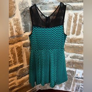 Choose 3 for $9 Beauties sleeveless sheer black and teal green dress size 14